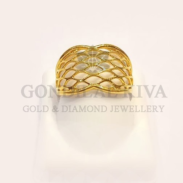 Real Gold Polish Finger Ring Challa with Small Stones For Women (Adjustable  size)