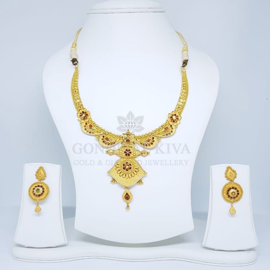 20kt gold necklace set gnl147 - gbl77