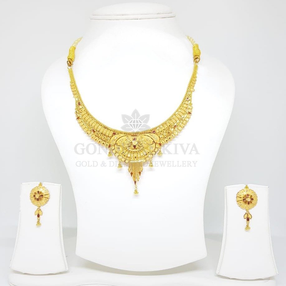 20kt gold necklace set gnl163 - gft410