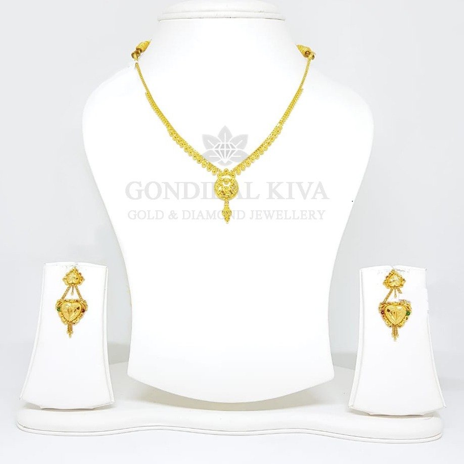 22kt gold necklace set gnh20 - gbl35