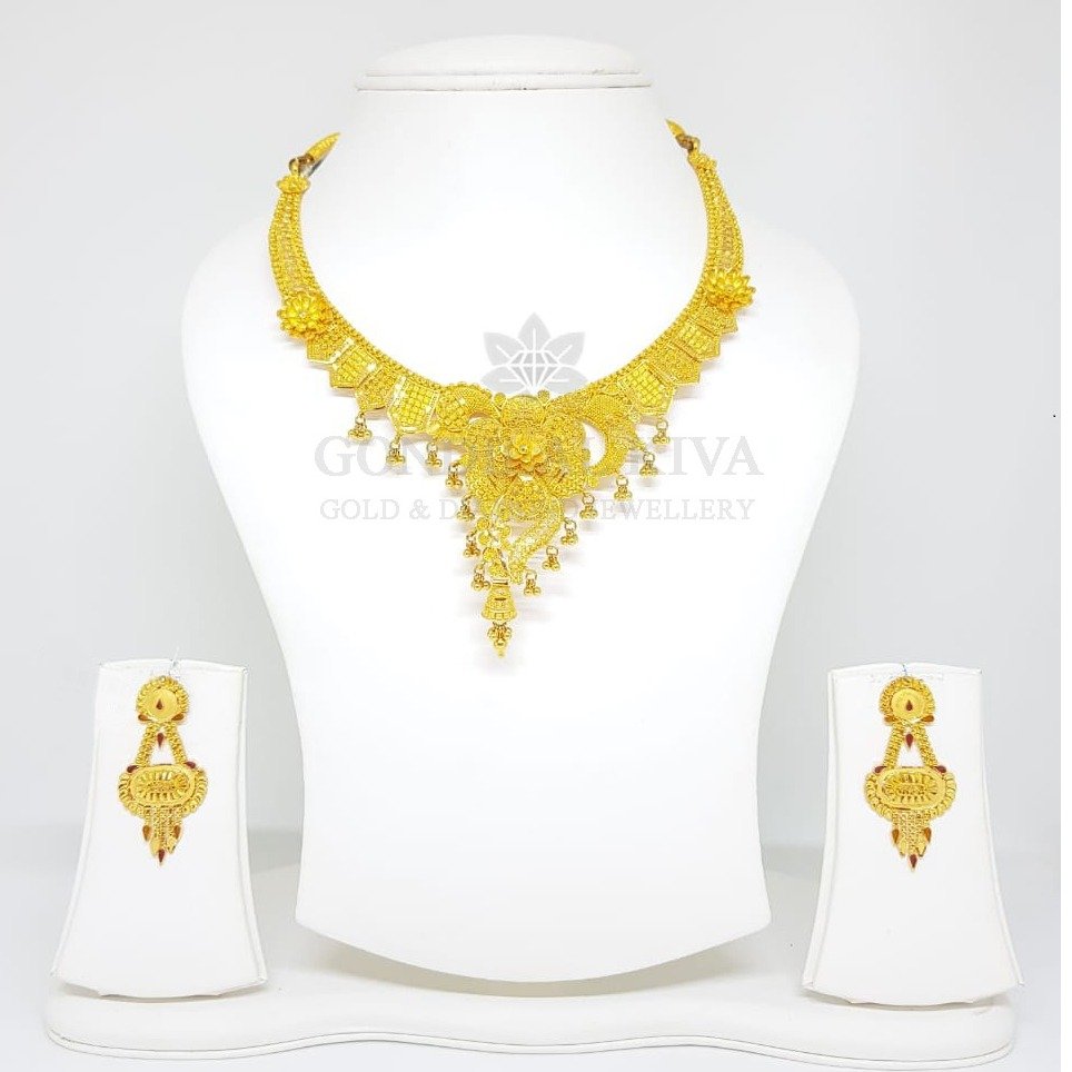 22kt gold necklace set gnh21 - gbl76